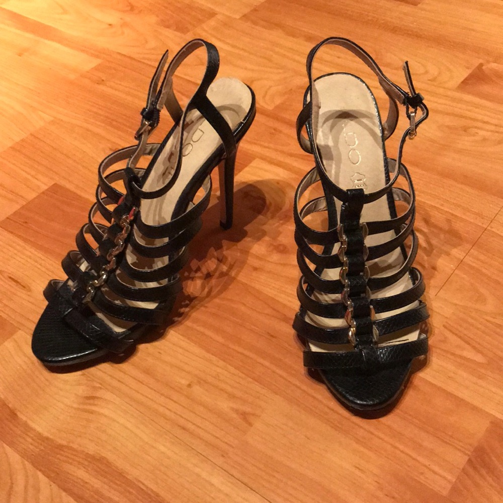 Strapped black high heels